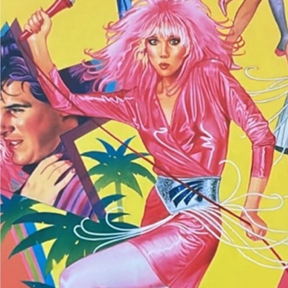 Jem and the Holograms Pink Dress with Silver Belt and Electronic Star Earrings